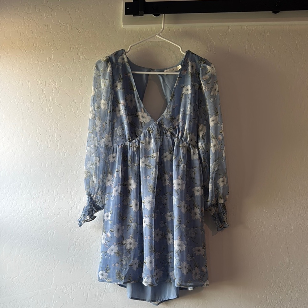 Lush Blue and White Mini Dress